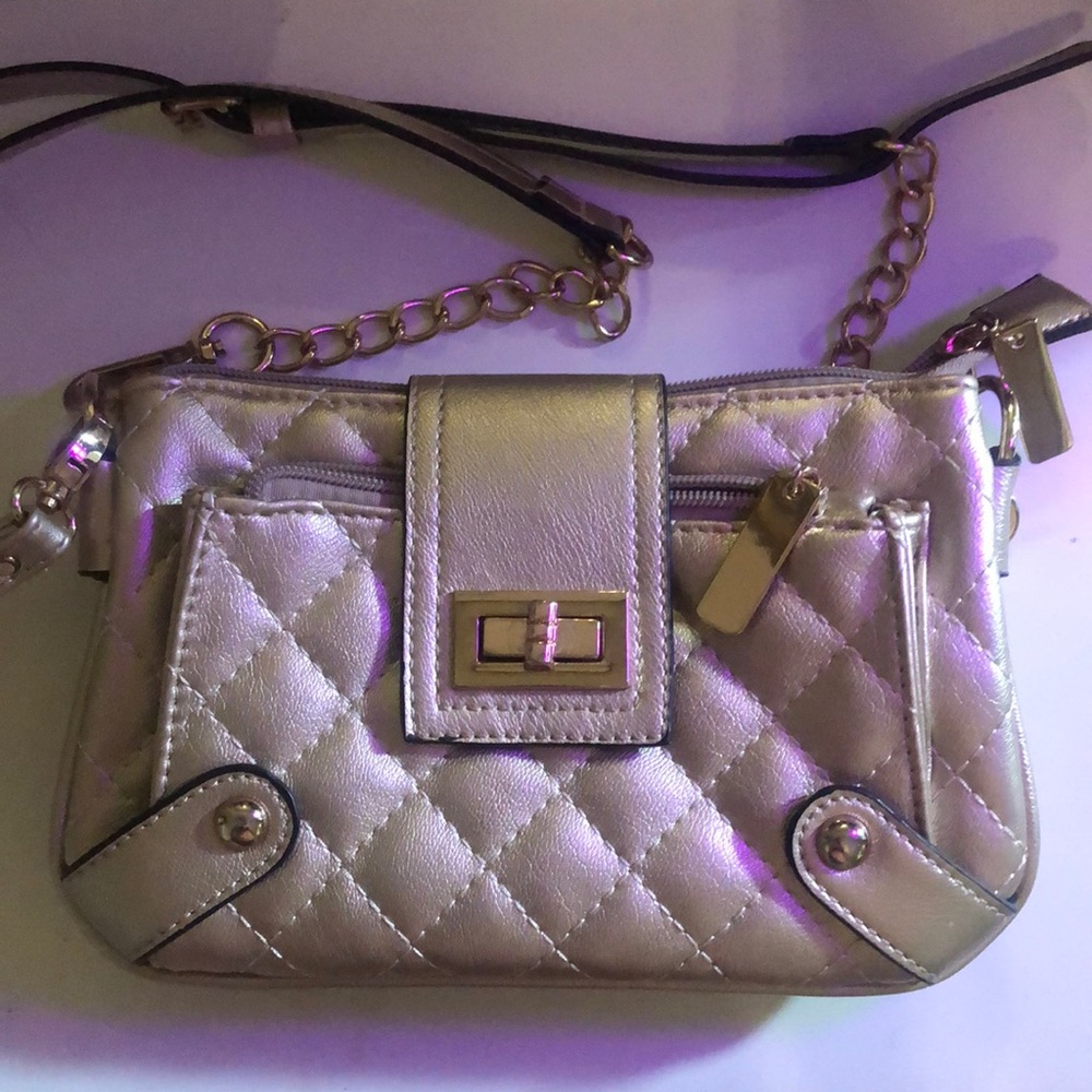 gold crossbody bag!